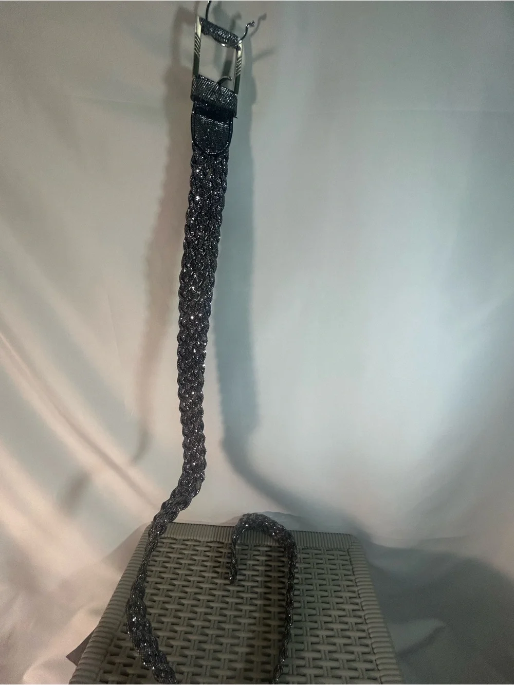 Woven Leather-Style Braided Belt - Black